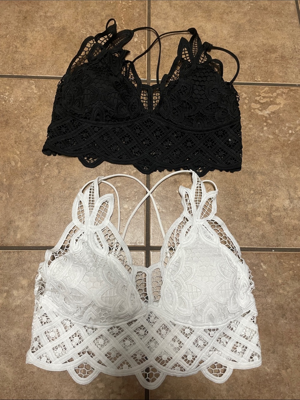 Lace Bralette Set - Black & White